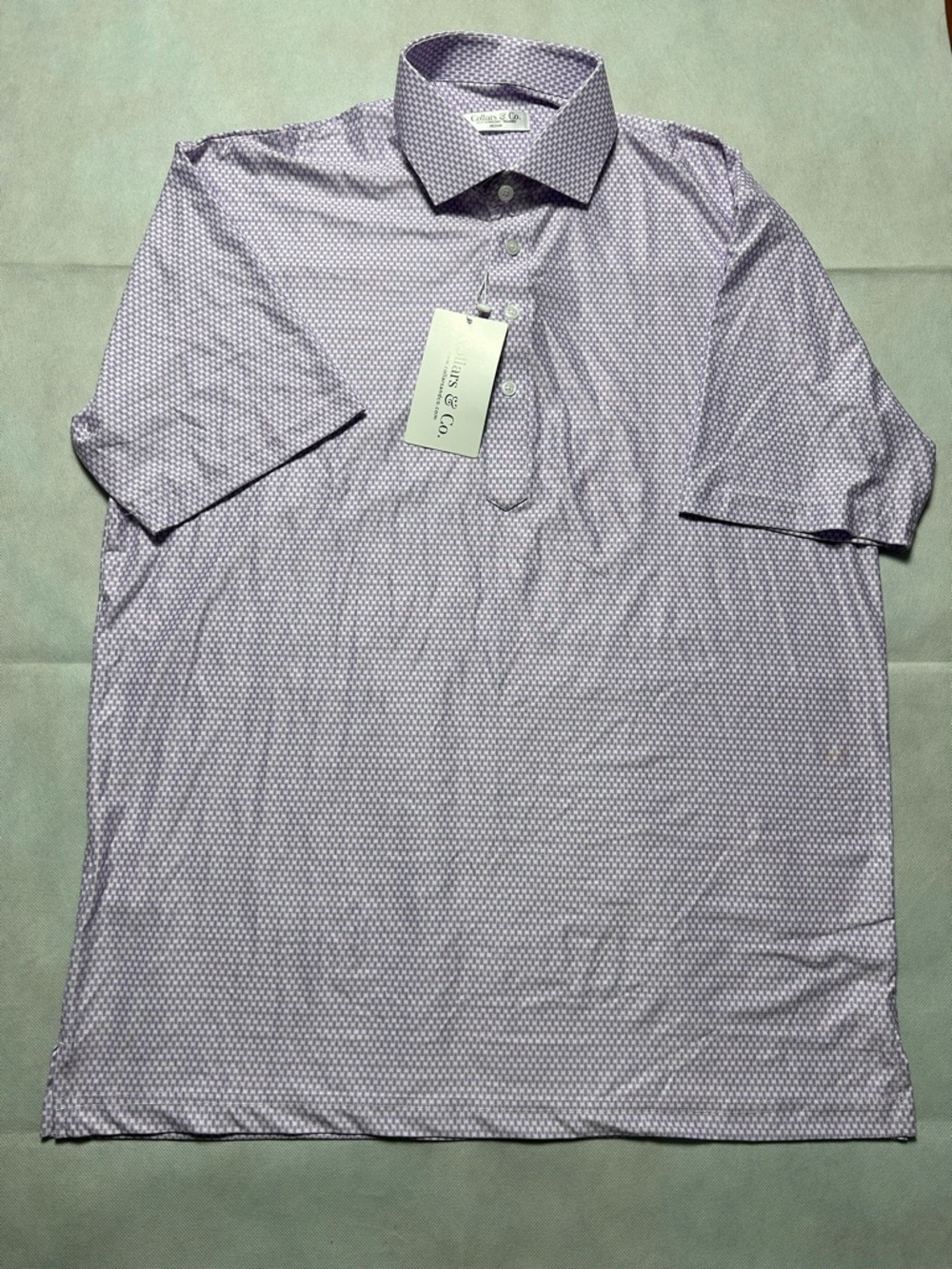 Collars & Co purple and white performance polo size medium NWT